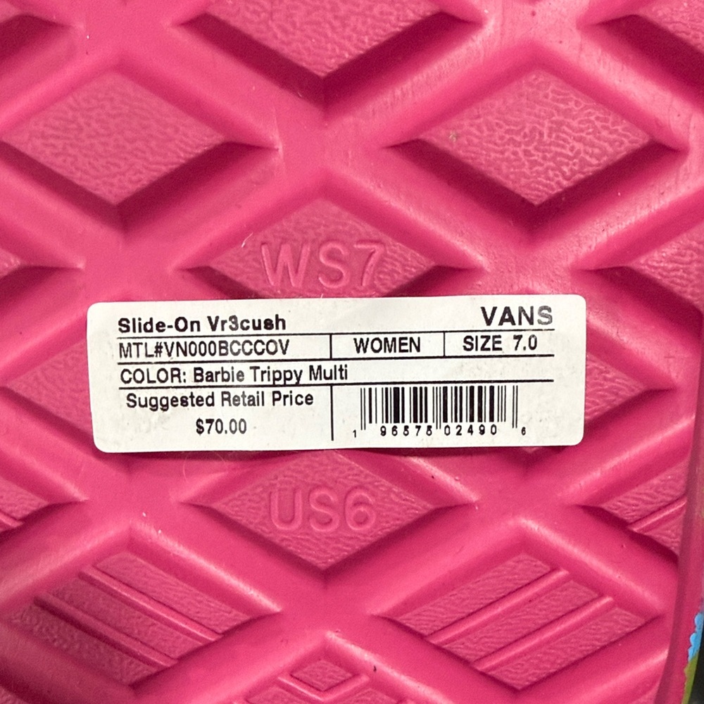 Vans Barbie Vibrant Slide Sandals - Pink, Green, Blue - Picture 7 of 7